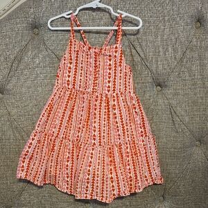 Girls 5t Red & Pink Heart Patterned Sleeveless Dress